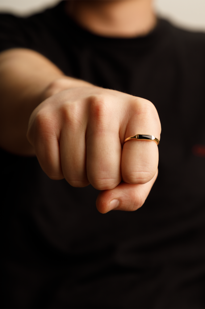 Funkie S Signet Ring Stone Gold Plated